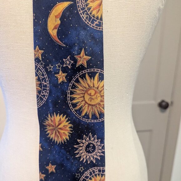 Vintage Celestial Sun Moon Stars Tie 90’s Unisex Boho Festival Astrology Cosmos - Picture 4 of 5
